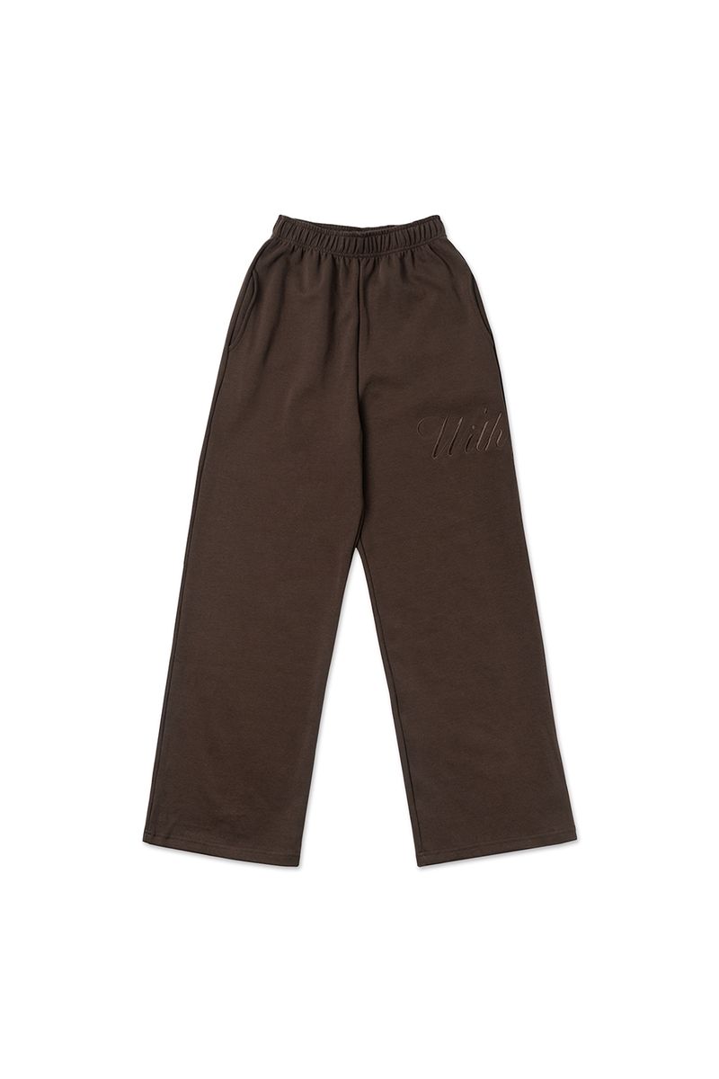 Lettering sweat pants_brown