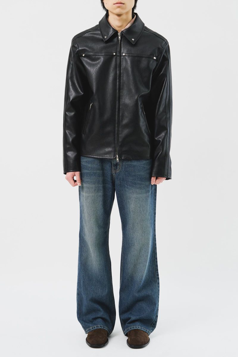 Star Stud Leather Jacket (2color)