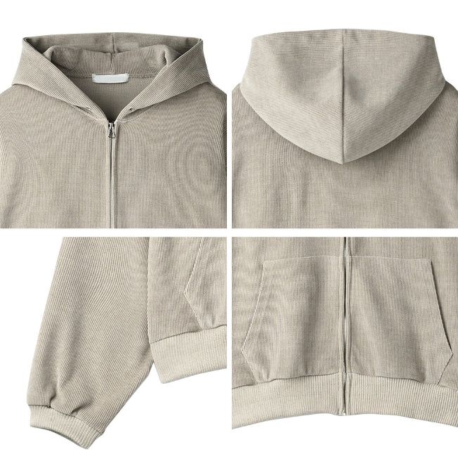 Lube Ribbed Crop Hood Zip-Up