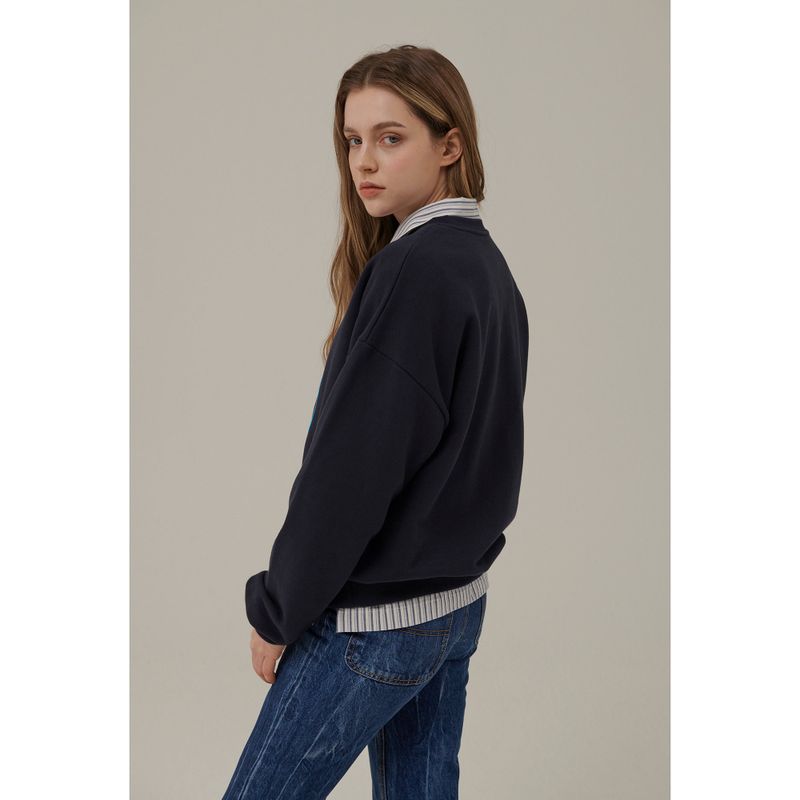 PEACH EMBOSSED PRINT SWEATSHIRT_NAVY