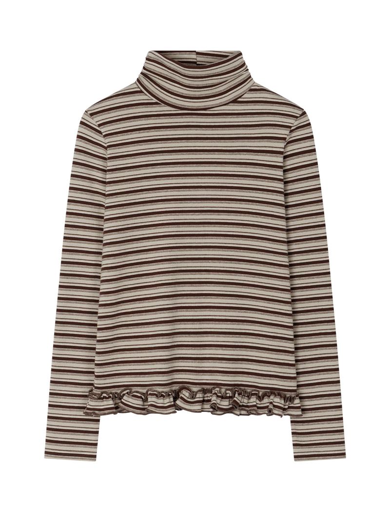 STRIPE TURTLENECK TEE(BROWN)