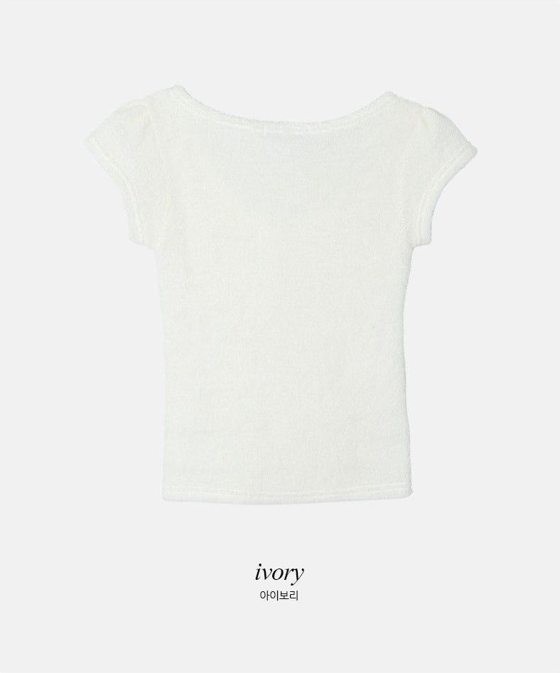 Terry U-neck Cap Short Sleeve Knit (2color)
