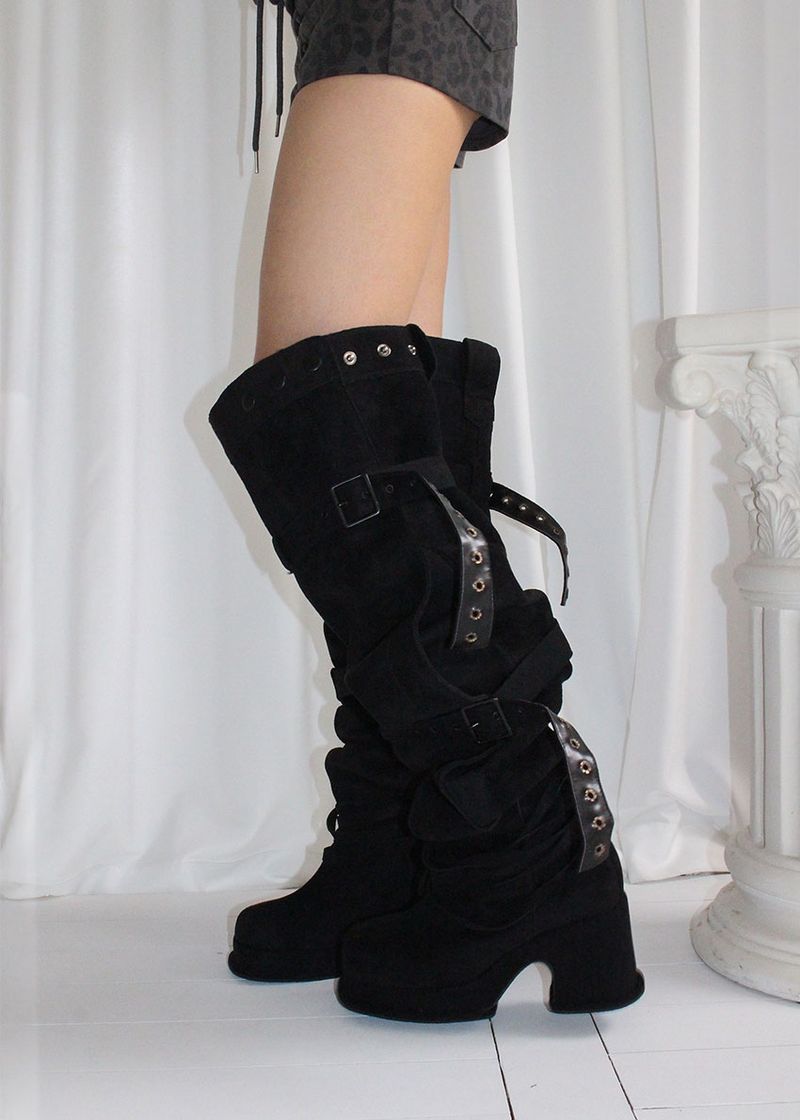BUCKLE THIGH HIGH BOOTS