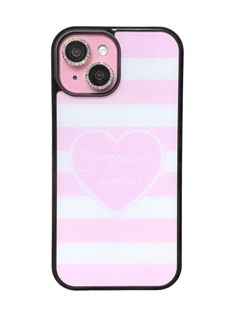princess house(プリンセス ハウス)の「Whipping Stripe phone case - pink (black glass) - standard(non-magsafe)(Smartphone Accessories)」