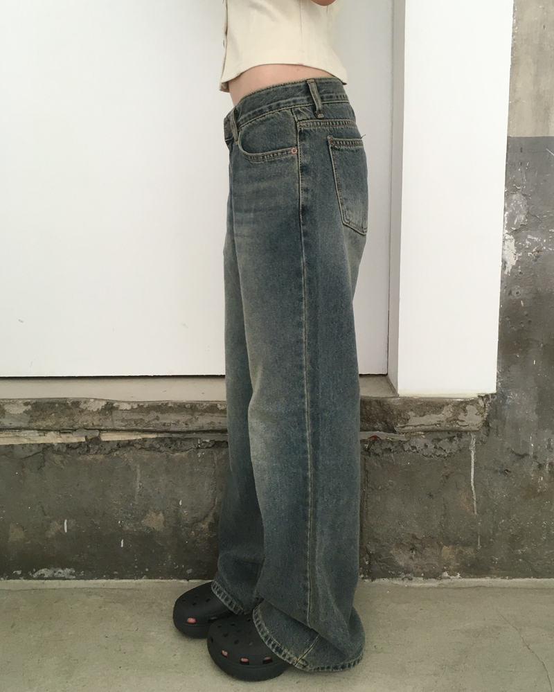 ローライズタンストレートデニムパンツ