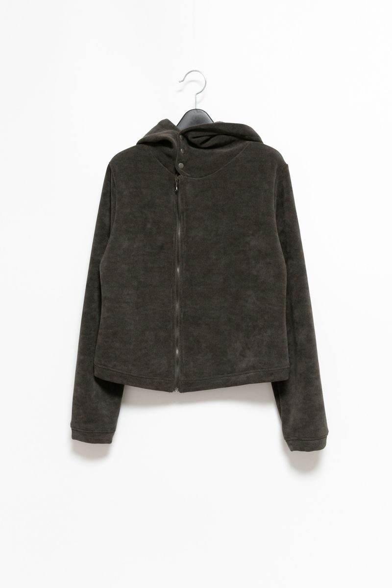 neck 3 Button fluffy hood zip-up(3colors)