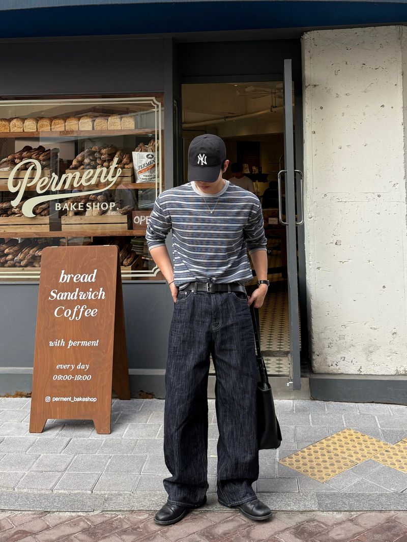 Nos Indigo embossed denim pants