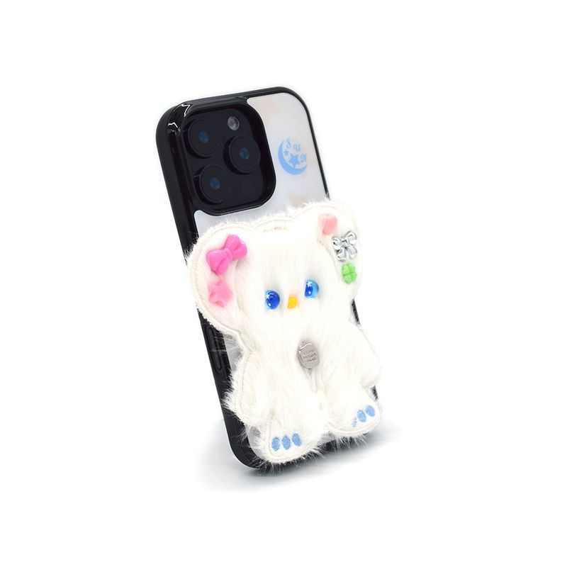 SUN CASE BEADS BEAR WHITE CREAM (GLOSSY BLACK)