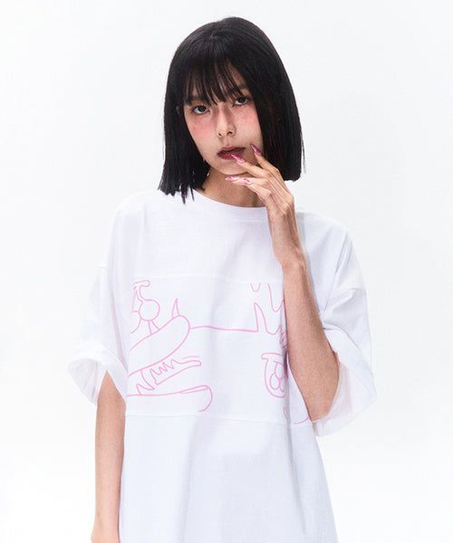 KIRSH（キルシー）の「KIRSH X SUNONEBIRD BIG OVER SIZE EYE T-SHIRT - WHITE（Tops）」