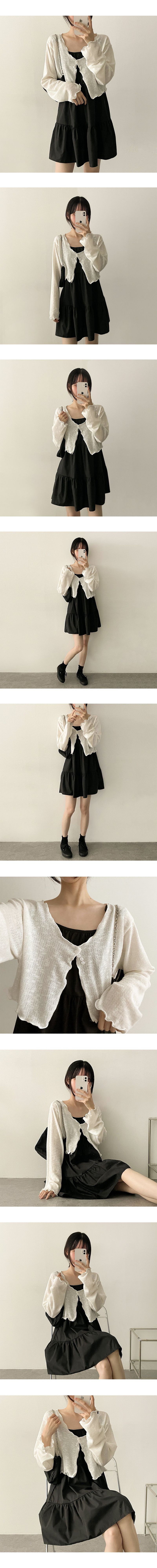 Echiribbon String Sleeveless Mini Cancan Dress