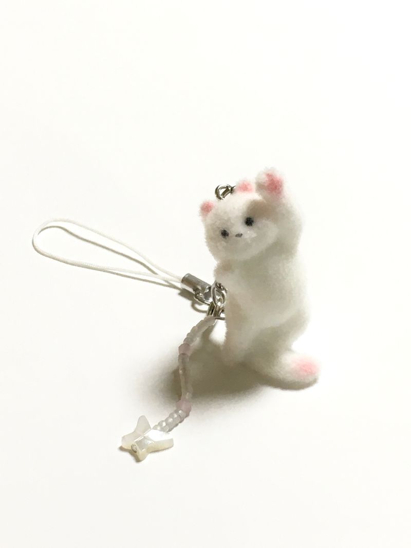 Cotton candy cat keyring