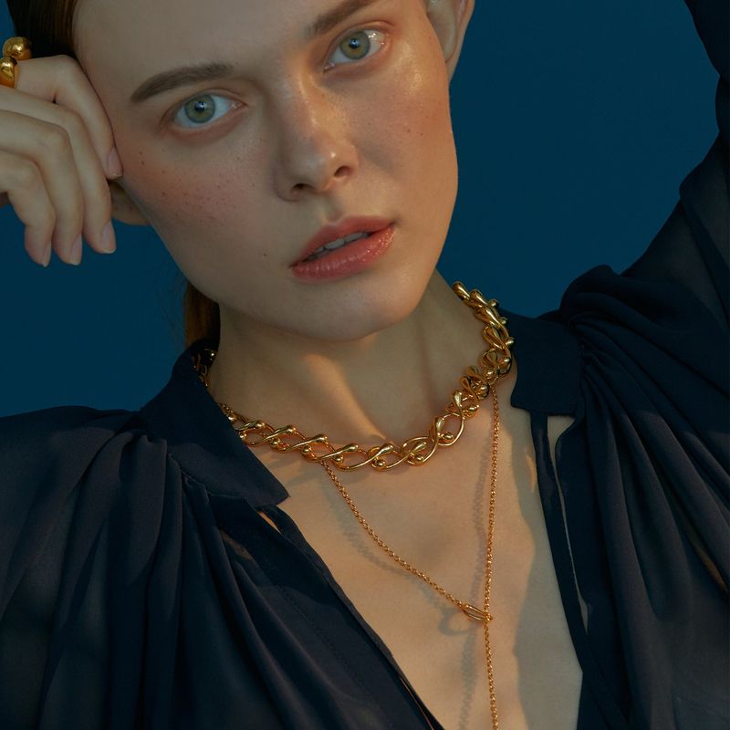 Tear Drop Chian Necklace_Gold