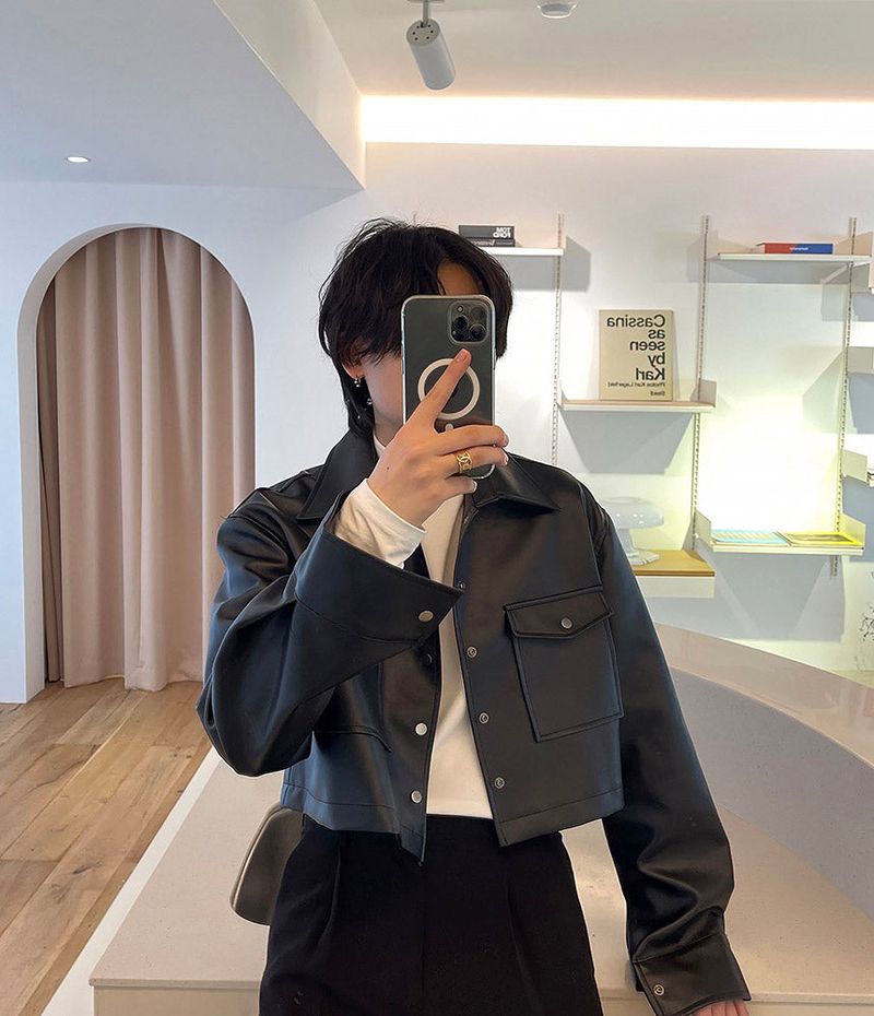 MO French Leather Cropped Jacket (2 colors)