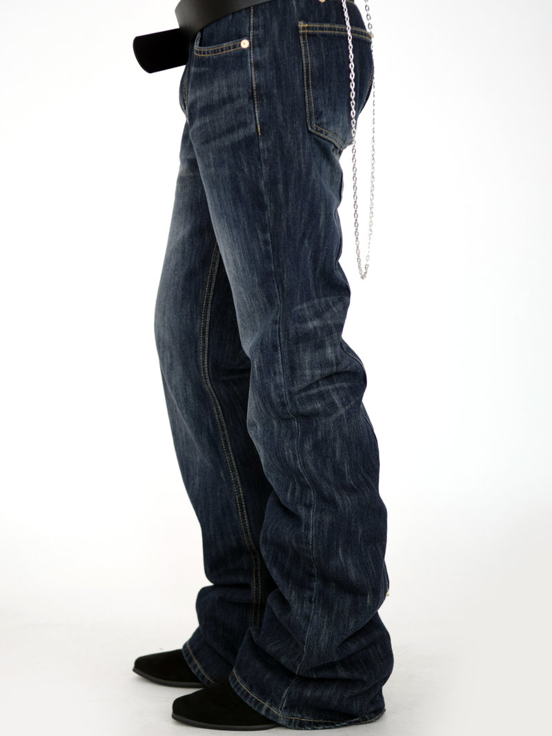 back rivet boots cut denim pants