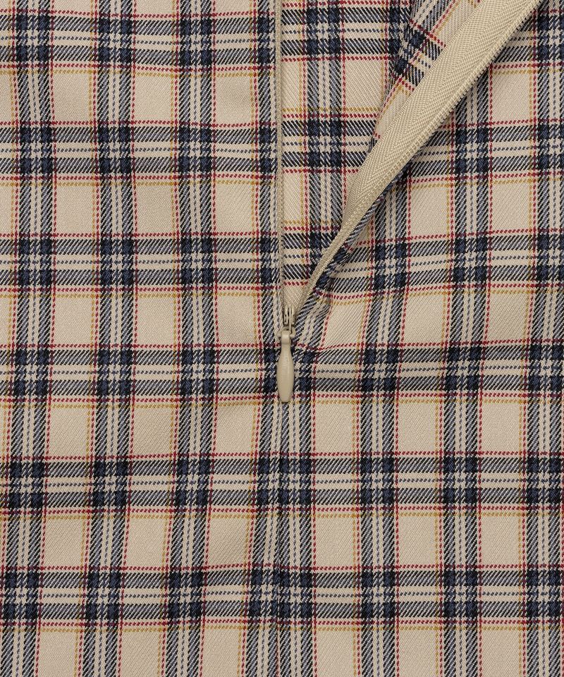 Twisted Check High-neck Top _ BEIGE