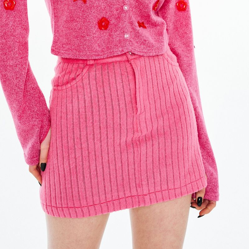 Eco Fur Short Skirt [Pink]