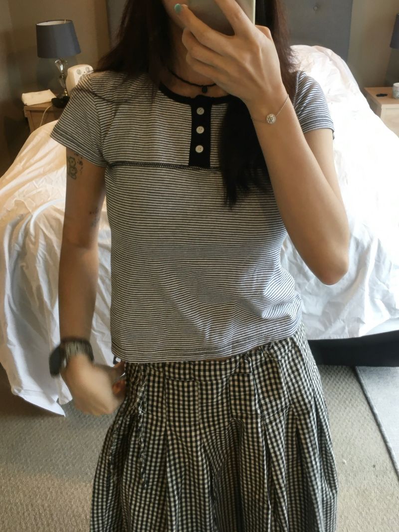 Picnic Half Button T-Shirt (4c)