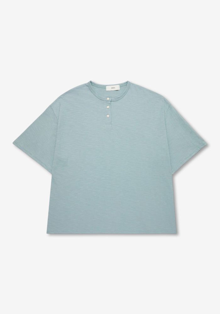 [SEMADE] Short Slub Henley Neck Over Sleeve 슬럽 헨리넥 티셔츠 (반팔)