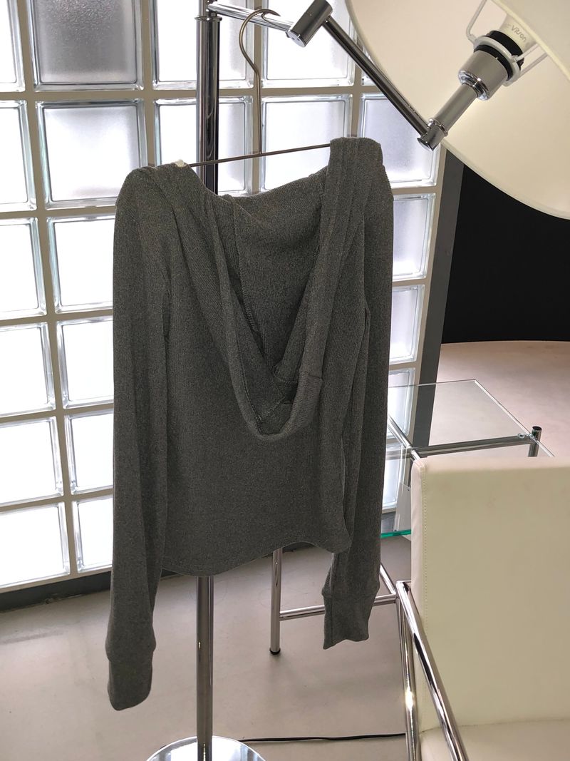 Gray Ribbon Lace Hoodie
