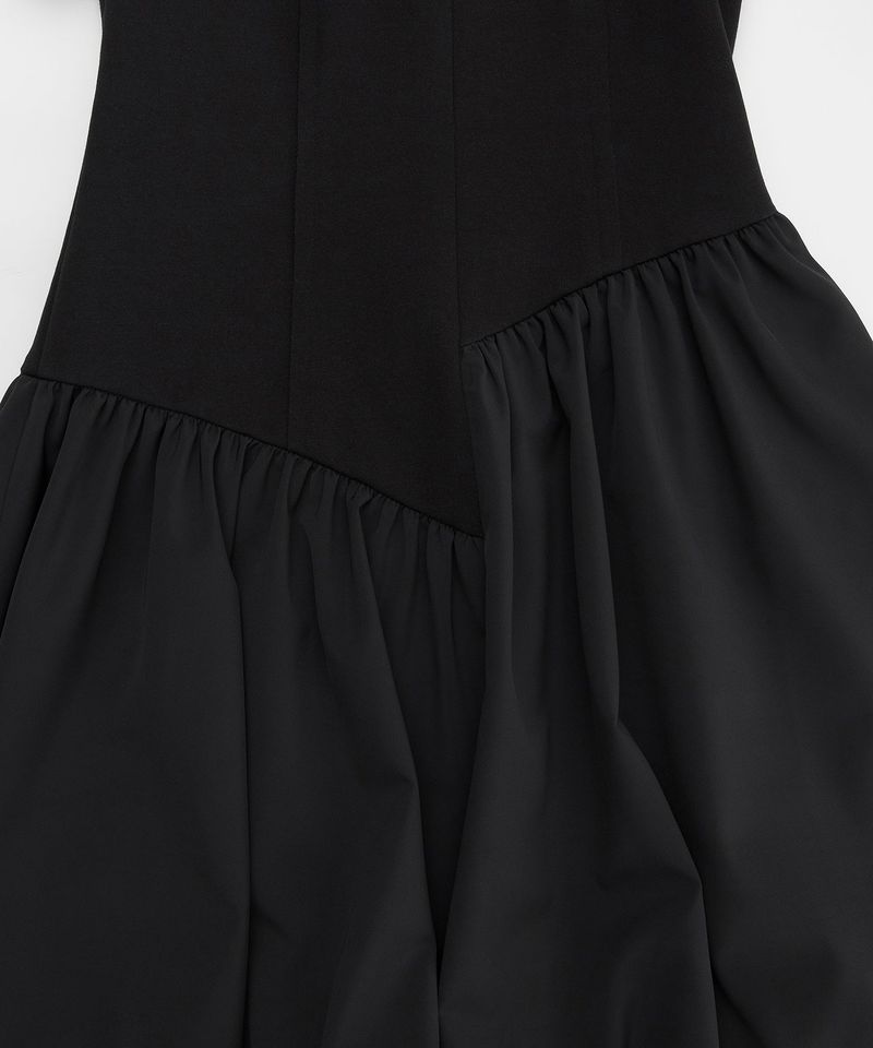 Raw Edge Balloon Dress _ BLACK