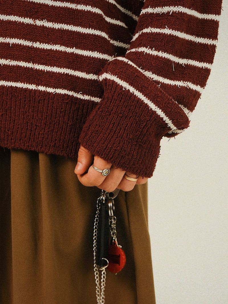 CU Crop Stripe Knit Cardigan