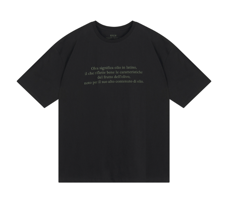 [mnem] olive print oversized t-shirt (black)