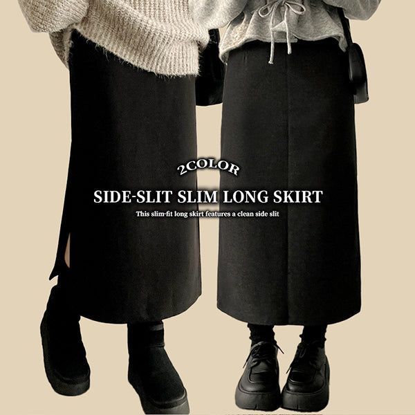 hijjoo（ハイチュー）の「Roen Fleece unbalanced side slit H-line long skirt（Skirts）」