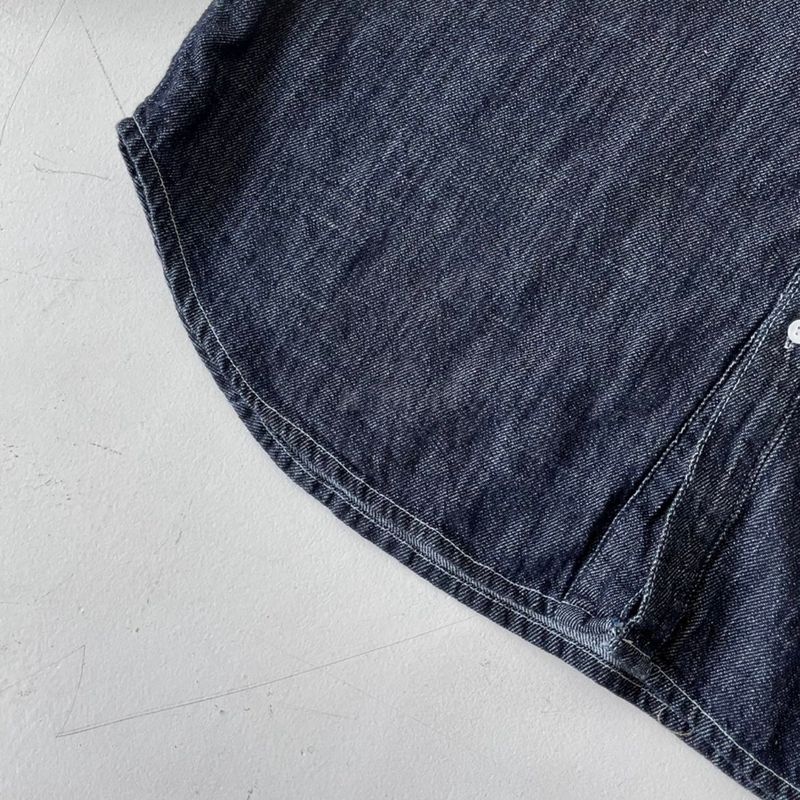 LINEN WESTERN DENIM HALF SHITRS(2COLOR)