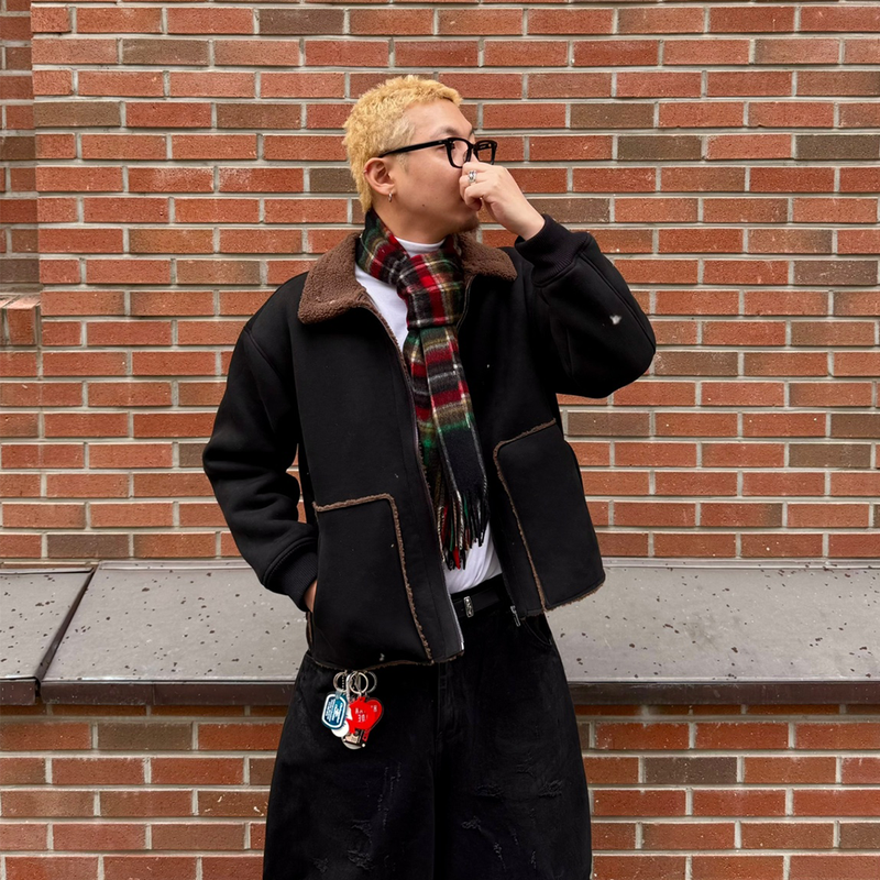Oversized Suede Buckle Shearling Jacket
