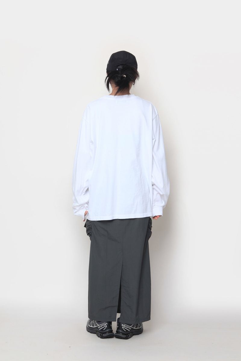 nylon long cargo skirt