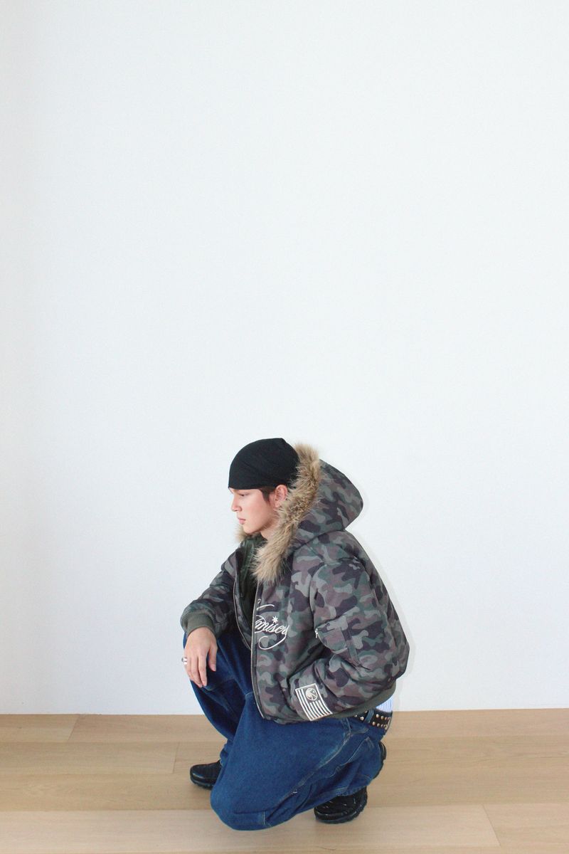 Cropped Fur Hood MA-1 Jacket (Camo)