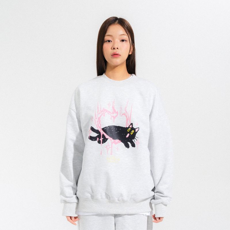 NEWKITSCH(ニューキッチジェネレーション)の「CIRCUS HEART SWEATSHIRTS-LIGHT MELANGE(Tops)」