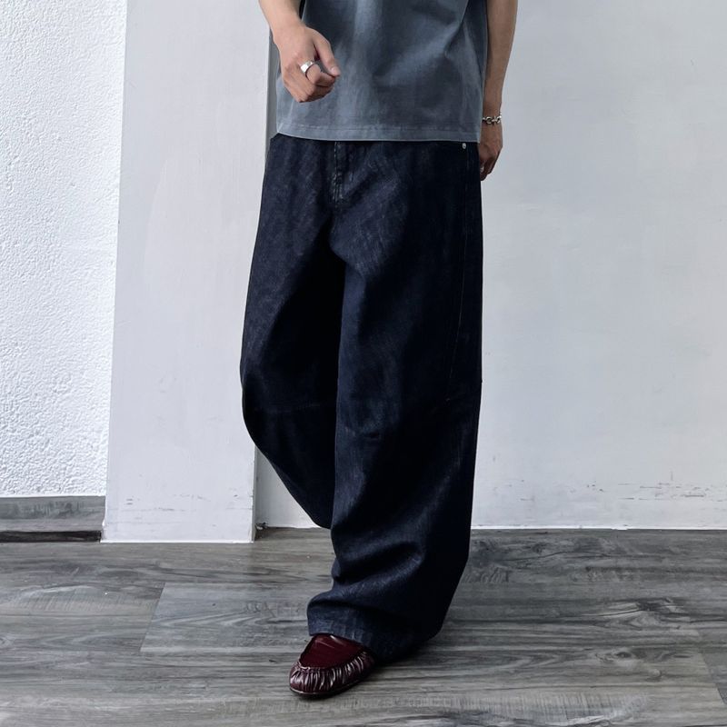 Indigo Sculpted Wide Jeans