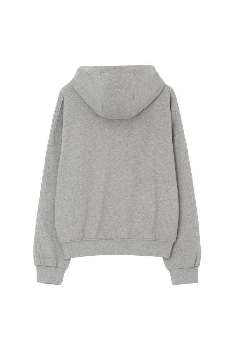 09 Numbering hooded zip-up, Gray