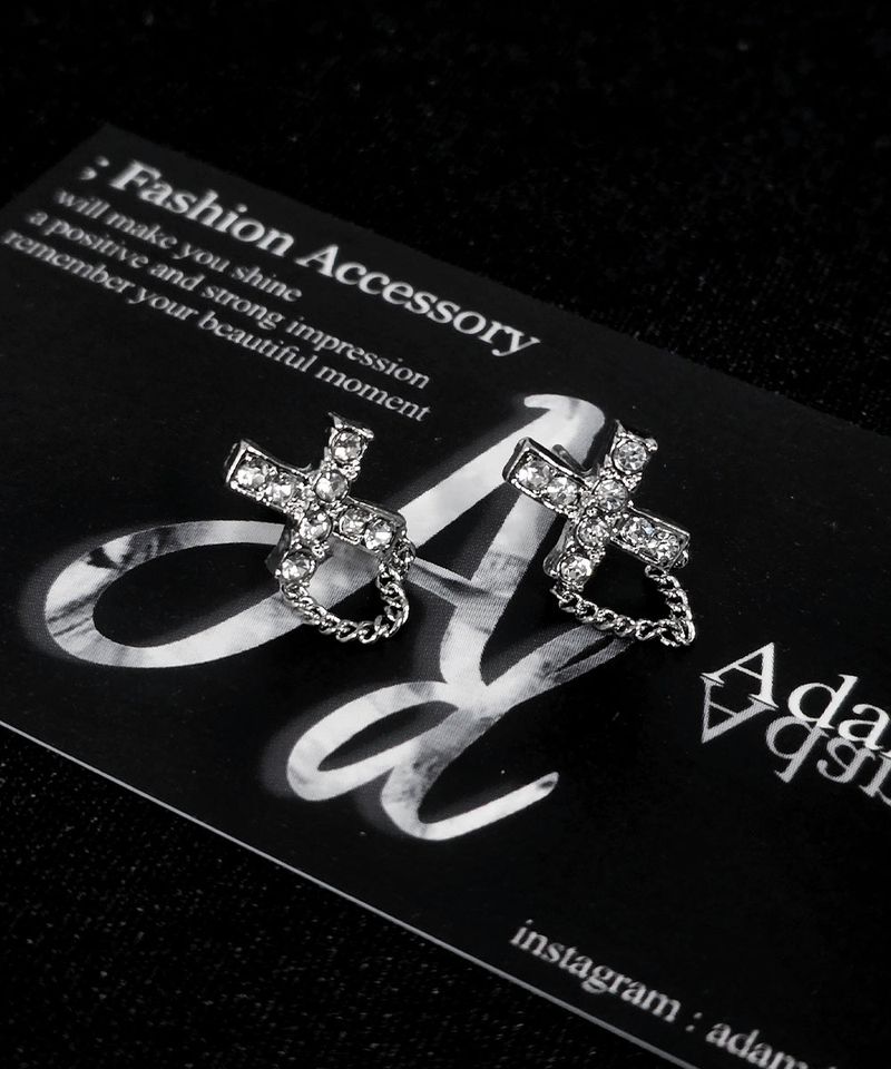 Cross cubic chain earrings