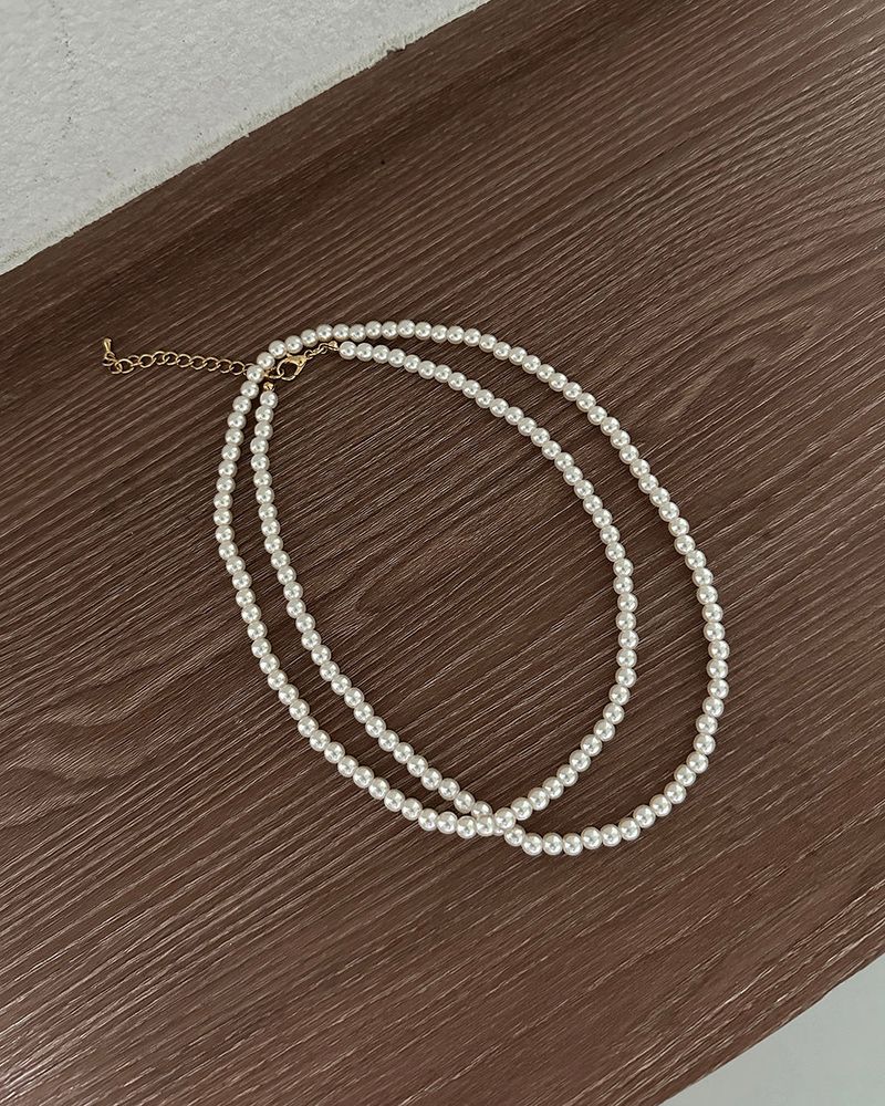 5 mm Two-line Layered Long Pearl Necklace