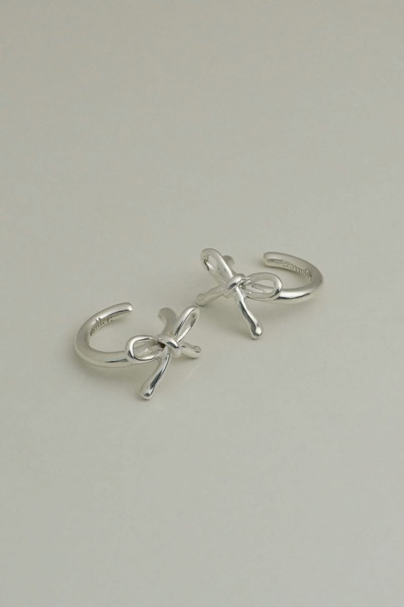 Teeny Ribbon earcuff (Silver / Select Side) 