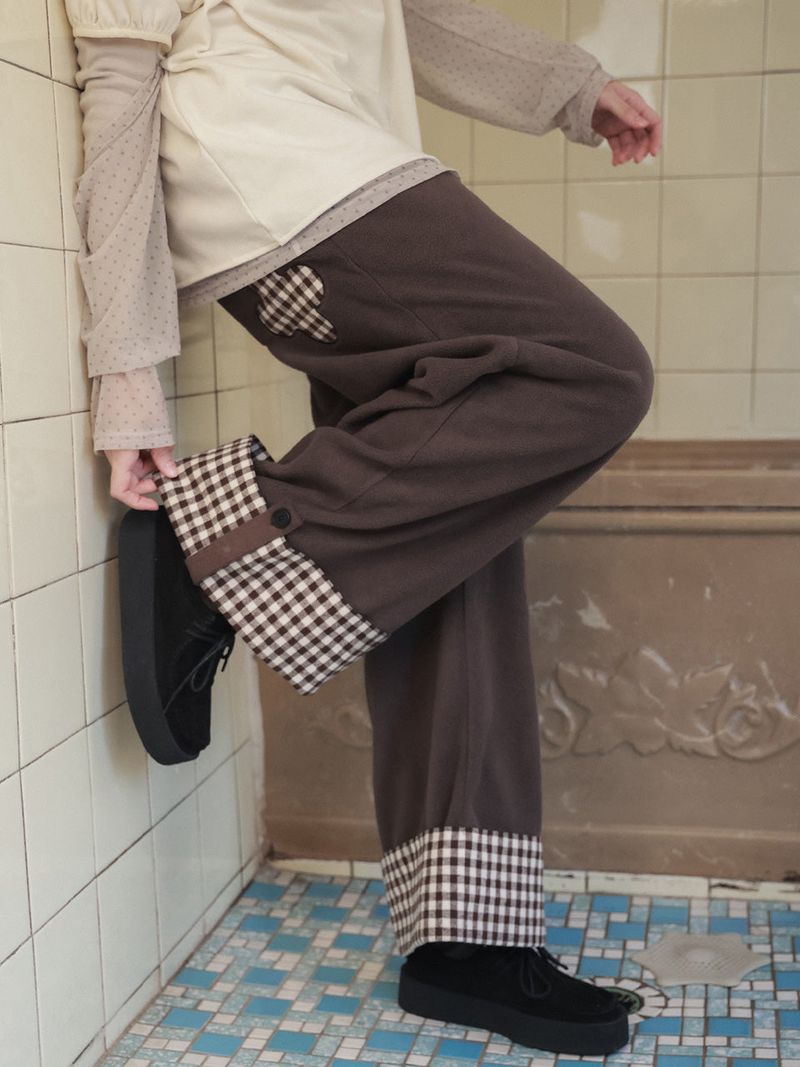 Fazed（フェイズド）の「Check folding fleece pants / cocoa（Pants）」
