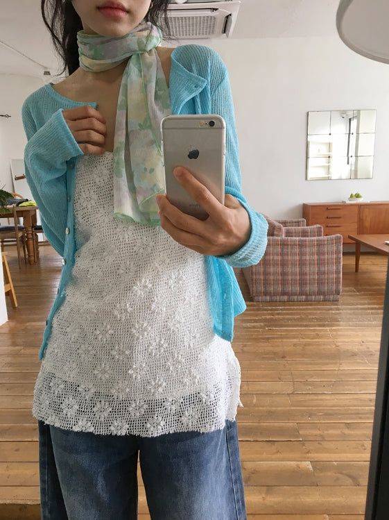 Macy Summer See-Through Ribbed Slim-Fit Cardigan