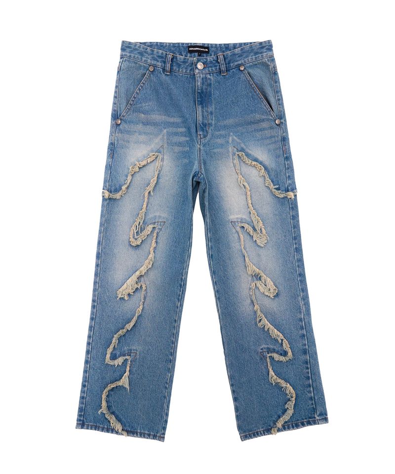 FLAME STAGE PANTS - WASHED BLUE