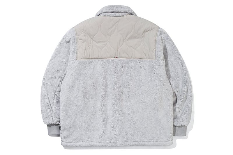 SHOULDER QUILTING JACKET_LIGHT GREY