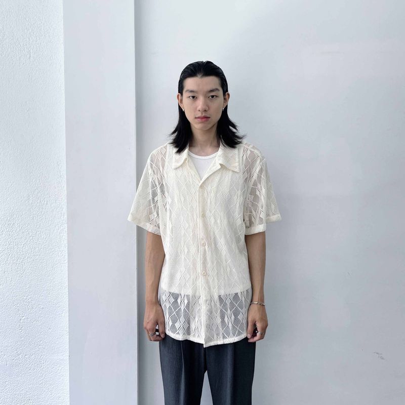 FADE MEET（フェードミート）の「Geometric Openwork Shirt（Tops）」