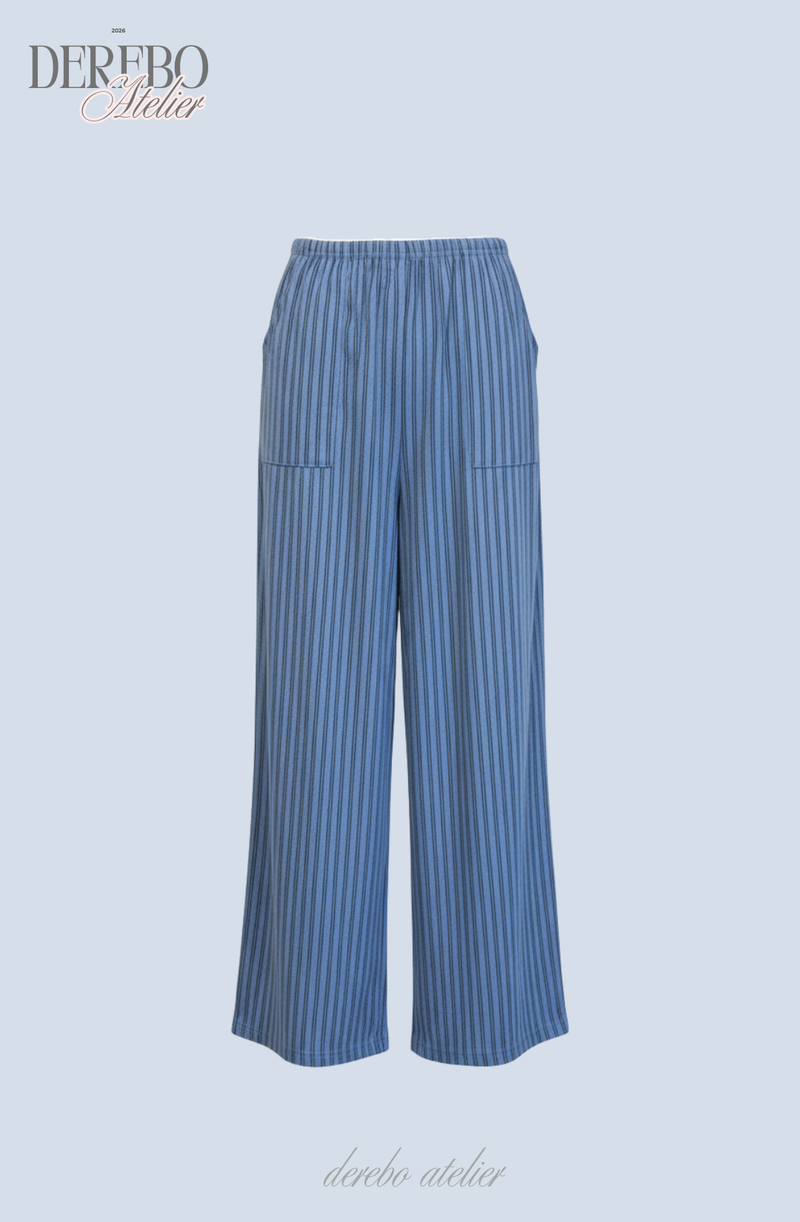 blue stripe fleece pajamas