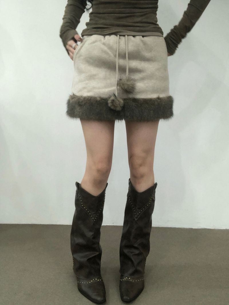 Soft Fur Brown Sweat Skirt