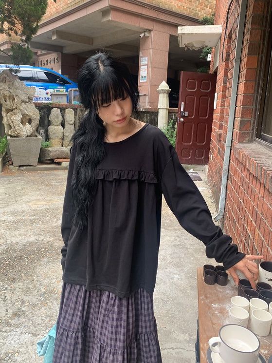 26FW★ [BAONHAUS] Koiren Frill Long Sleeve Tee