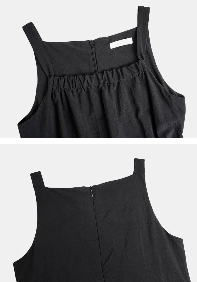 String Shirring Balloon Long Dress