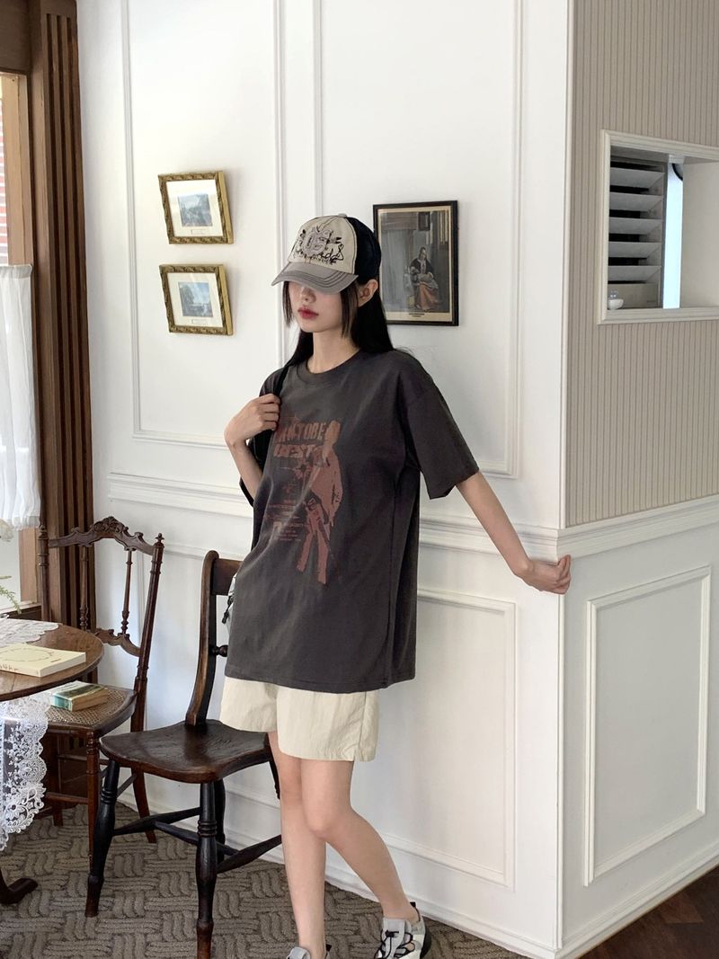 Bontu Summer Printed Overfit Short Sleeve T-Shirt