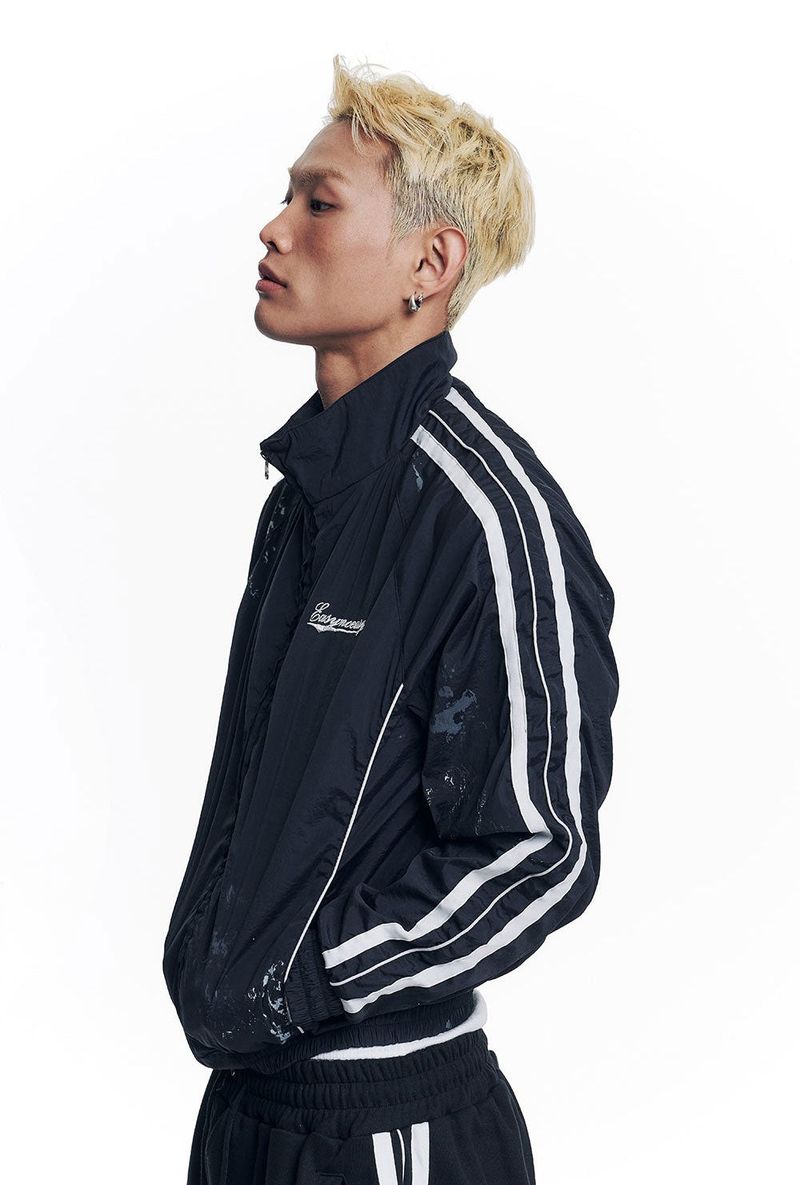 Dirty Nylon Piping Track Jacket - Black