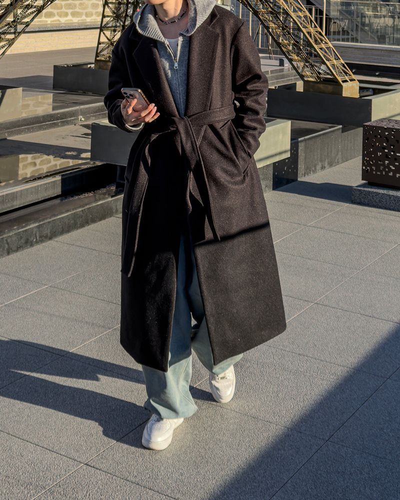 Merry wool knit hood zip-up