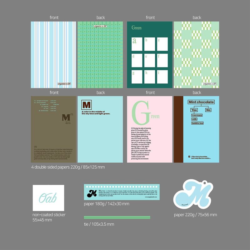 oab tone pack mint / scrap sticker set